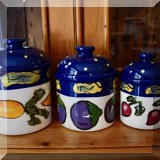 K14. 3-Piece Paula Estey ceramic canister set. - $48